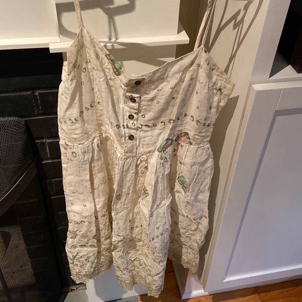 Like new Free People spaghetti strap pleated printed dress, size M